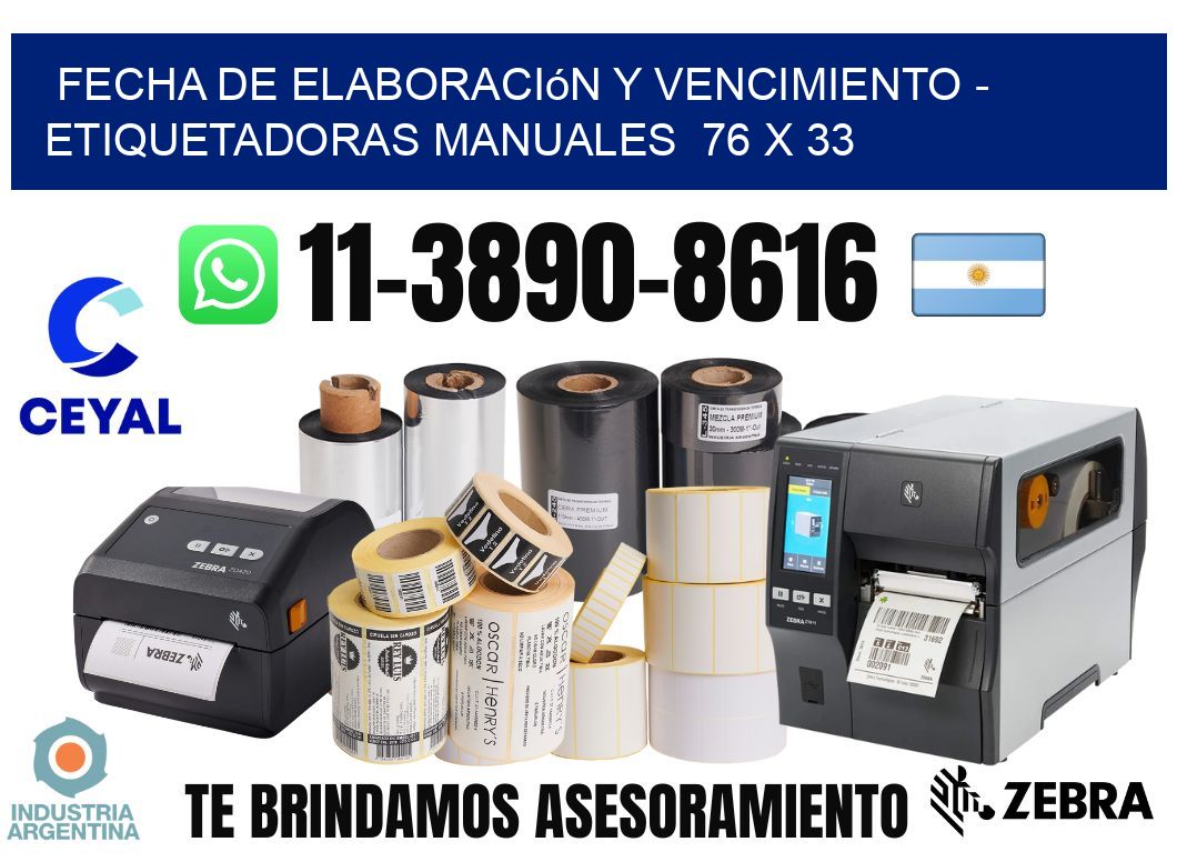 fecha de elaboración y vencimiento - Etiquetadoras Manuales 76 x 33