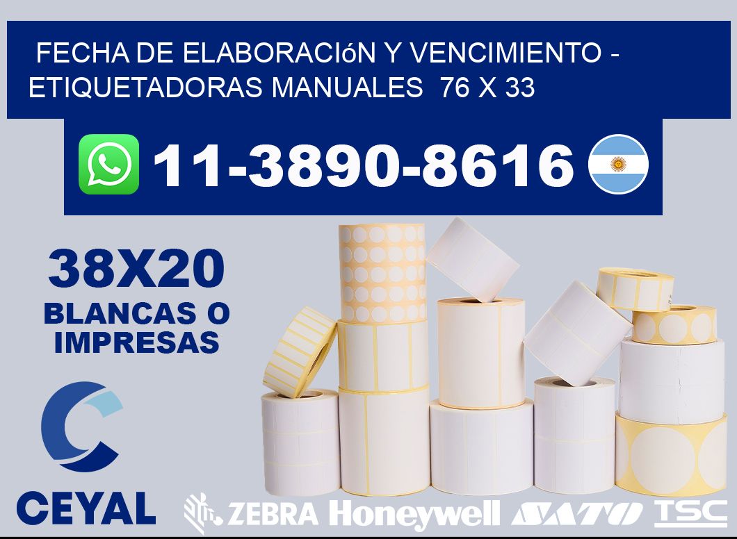 fecha de elaboración y vencimiento - Etiquetadoras Manuales 76 x 33