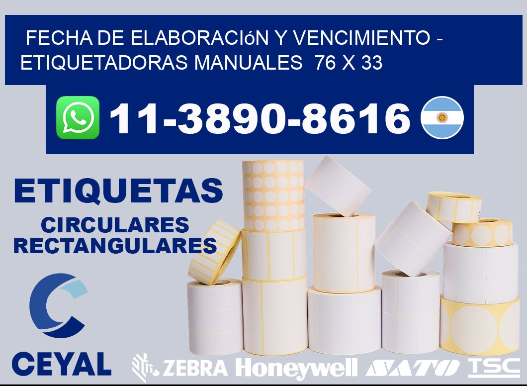 fecha de elaboración y vencimiento - Etiquetadoras Manuales 76 x 33