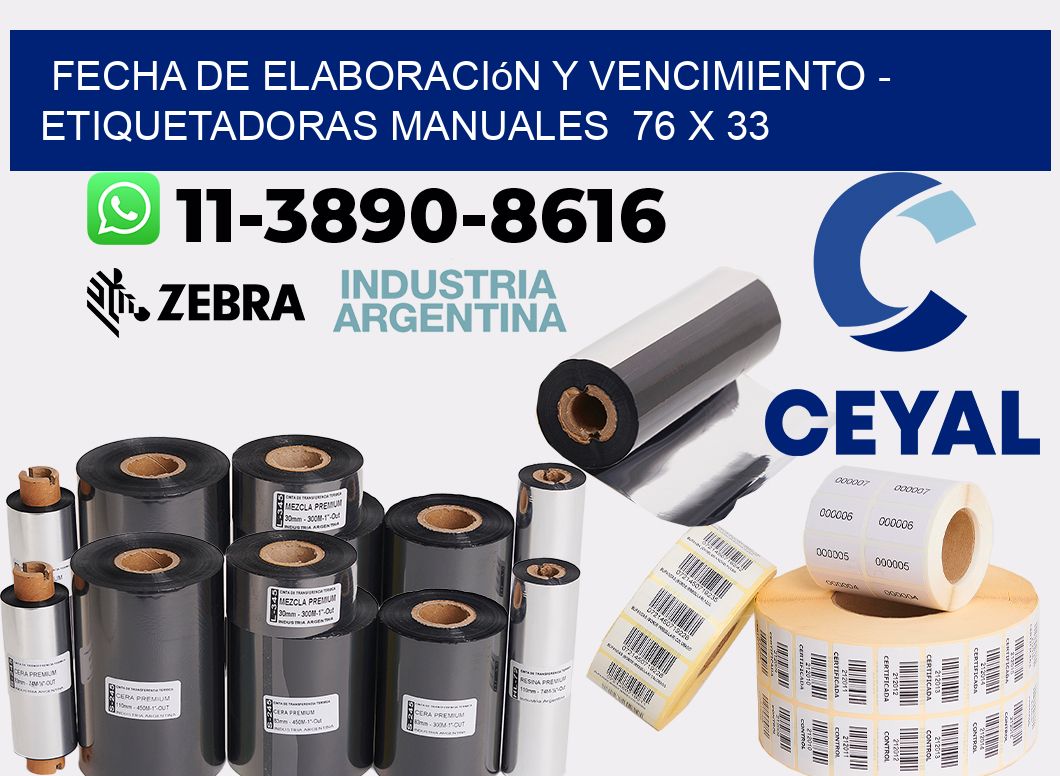 fecha de elaboración y vencimiento - Etiquetadoras Manuales 76 x 33