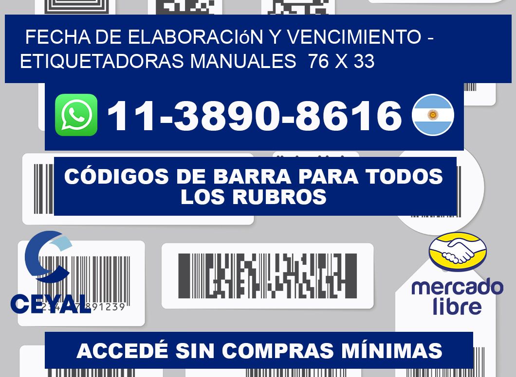 fecha de elaboración y vencimiento - Etiquetadoras Manuales 76 x 33