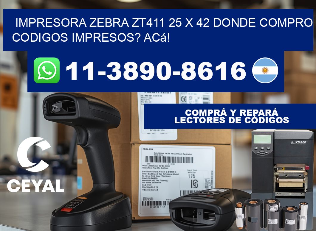 impresora zebra zt411 25 x 42 Donde compro codigos impresos? Acá!