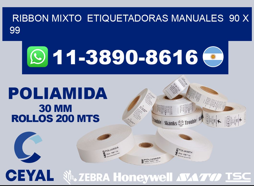ribbon mixto  Etiquetadoras Manuales  90 x 99