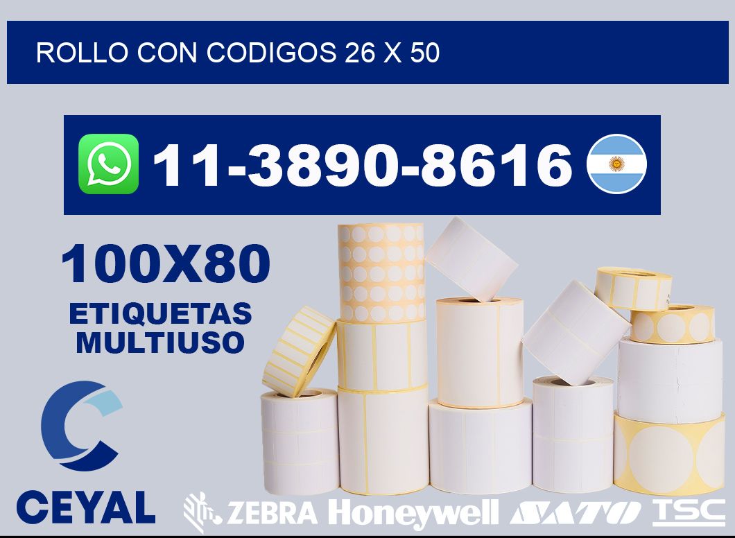 rollo con codigos 26 x 50