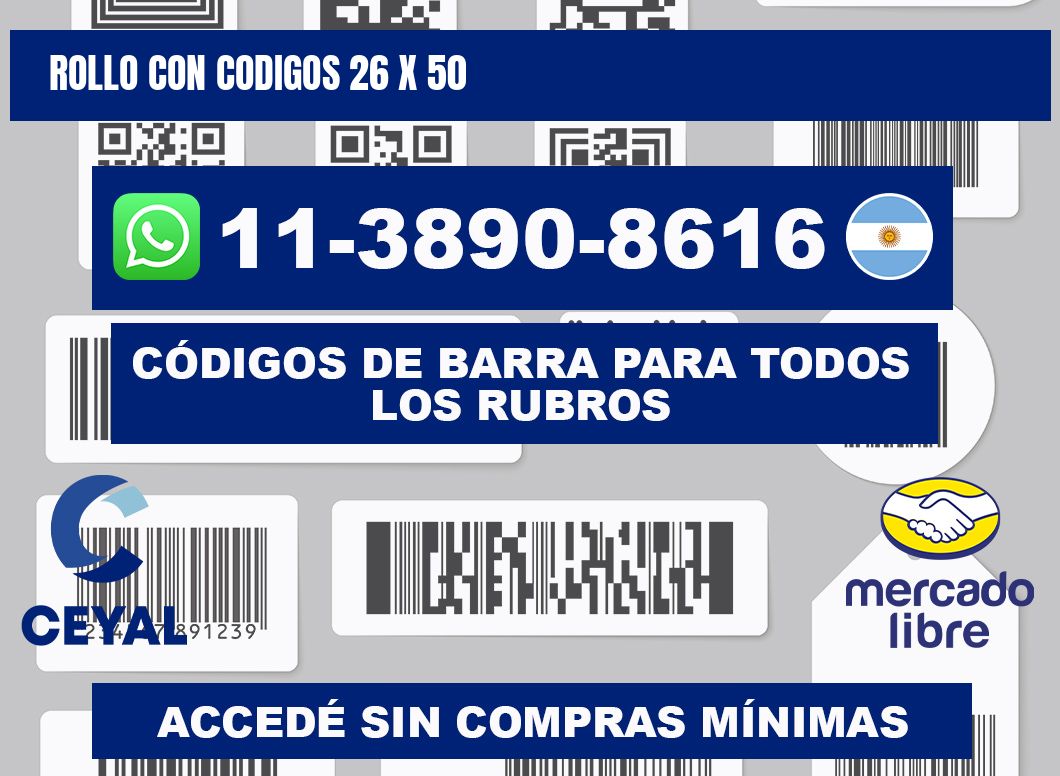 rollo con codigos 26 x 50