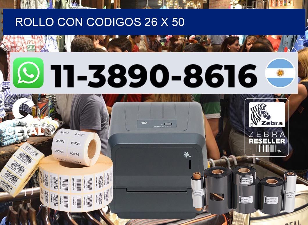 rollo con codigos 26 x 50