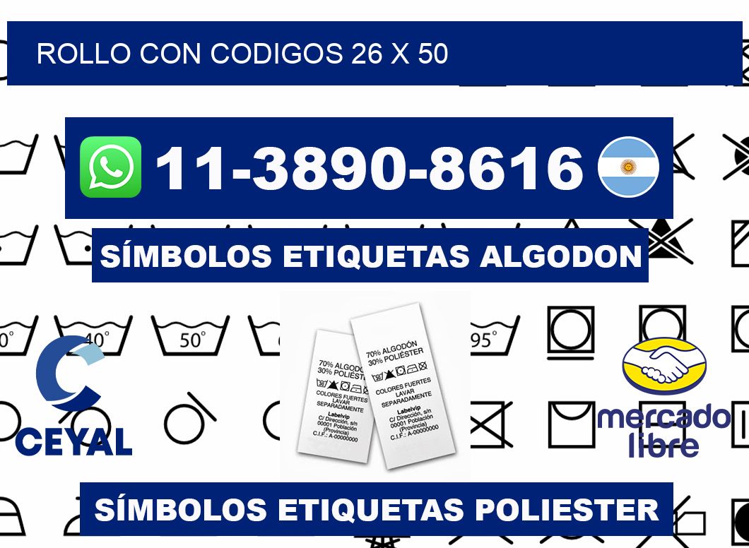 rollo con codigos 26 x 50