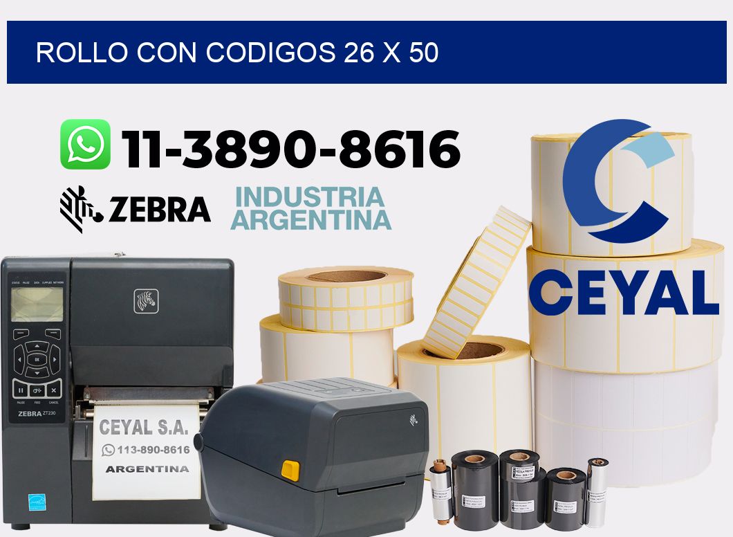 rollo con codigos 26 x 50