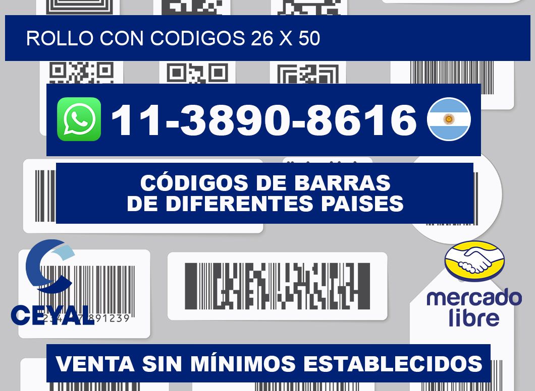 rollo con codigos 26 x 50