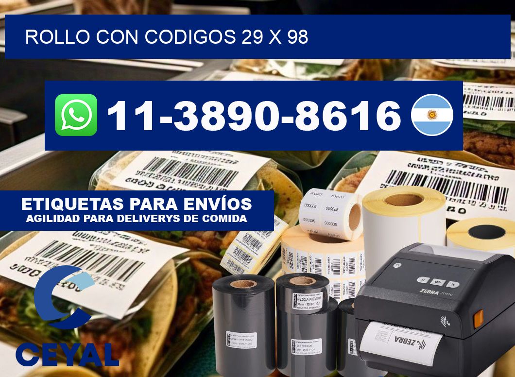 rollo con codigos 29 x 98