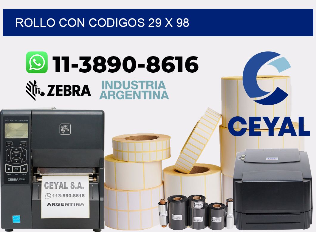 rollo con codigos 29 x 98