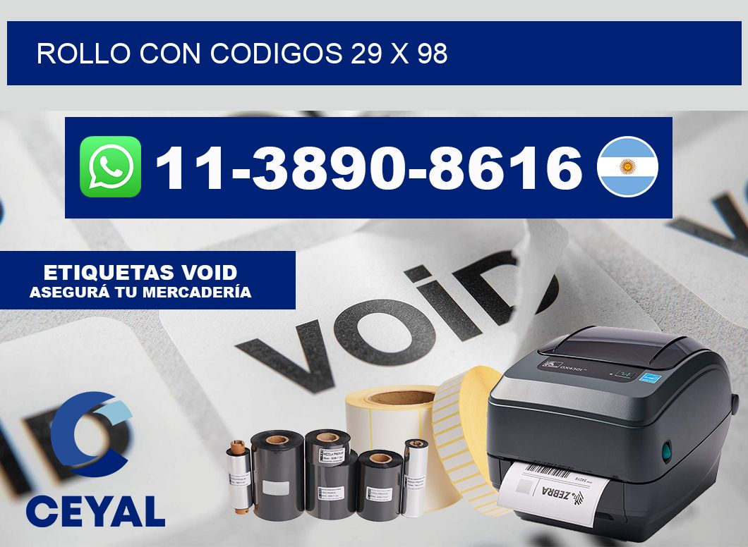 rollo con codigos 29 x 98