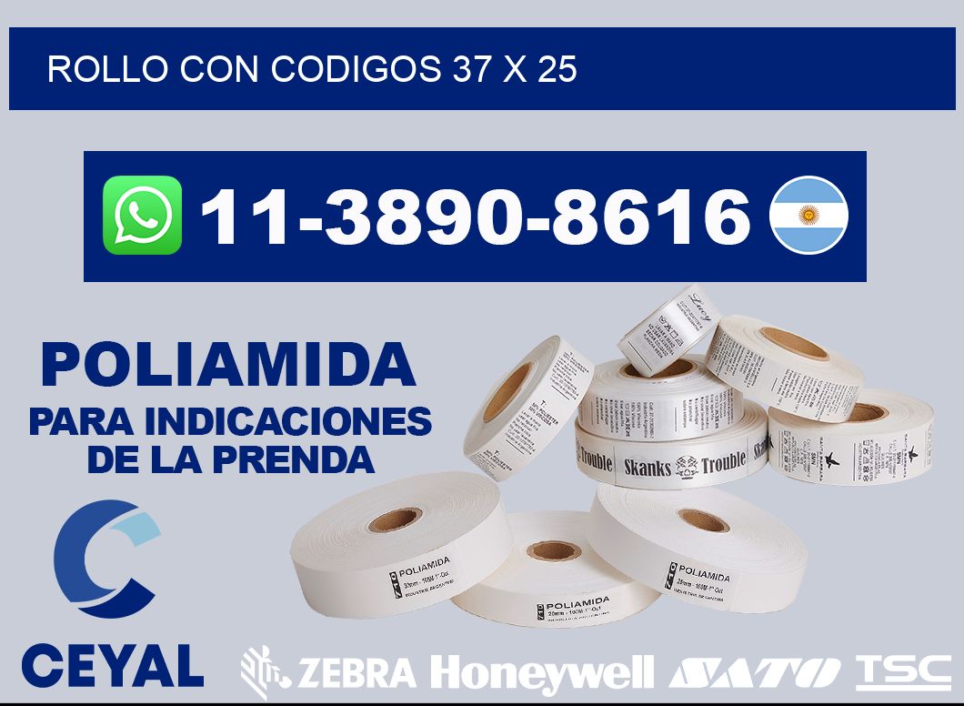 rollo con codigos 37 x 25