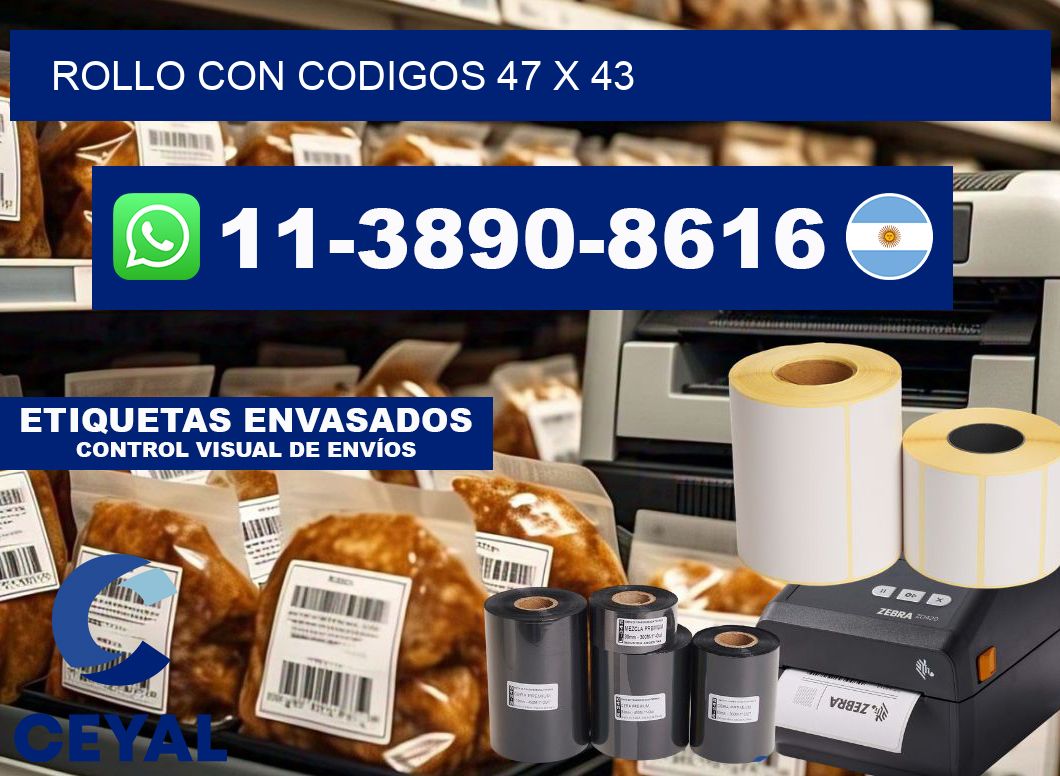 rollo con codigos 47 x 43