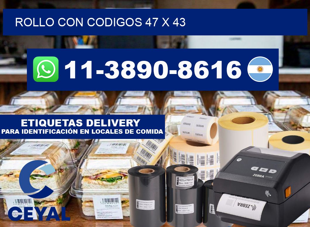 rollo con codigos 47 x 43