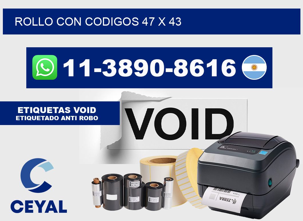 rollo con codigos 47 x 43