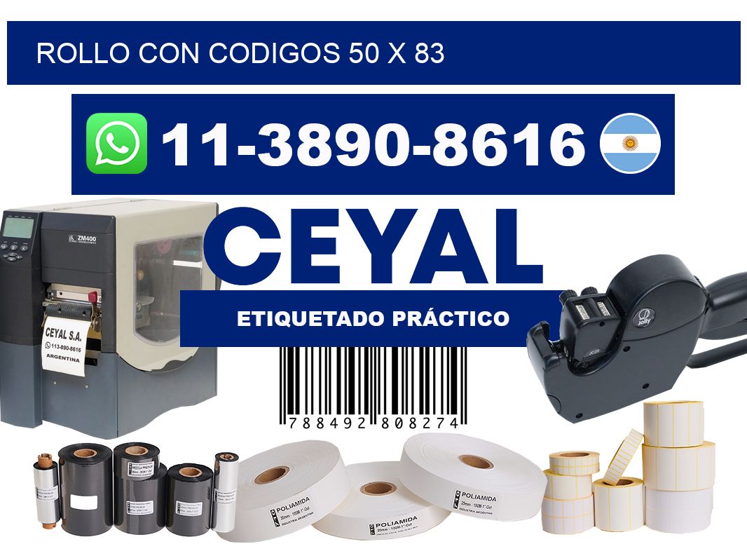 rollo con codigos 50 x 83