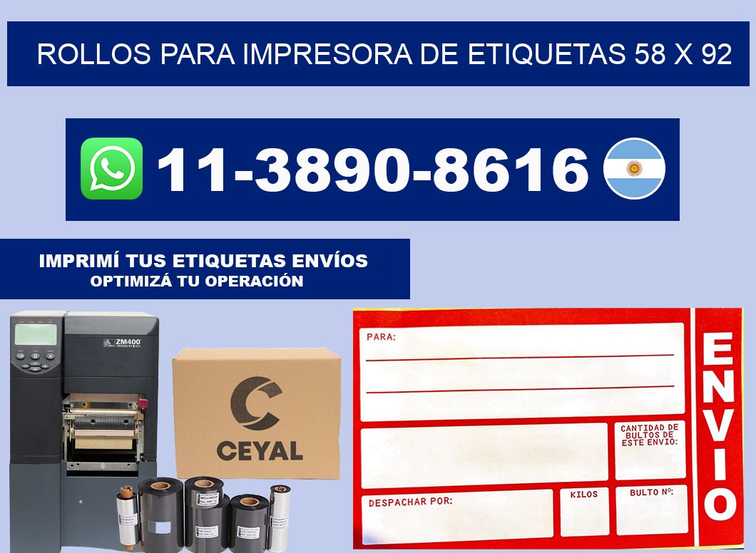 rollos para impresora de etiquetas 58 x 92
