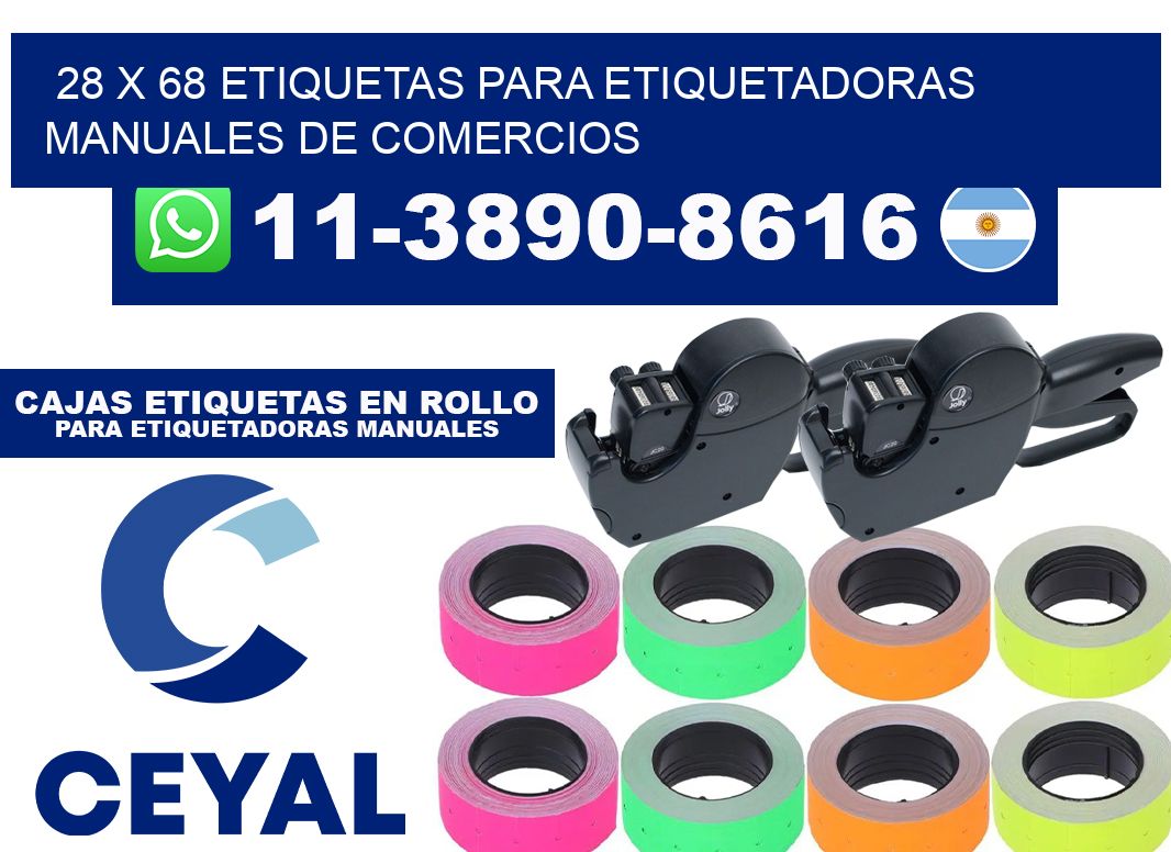 28 x 68 etiquetas para etiquetadoras manuales de comercios