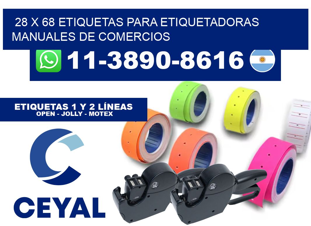28 x 68 etiquetas para etiquetadoras manuales de comercios