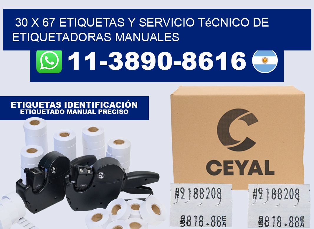 30 x 67 etiquetas y servicio técnico de etiquetadoras manuales