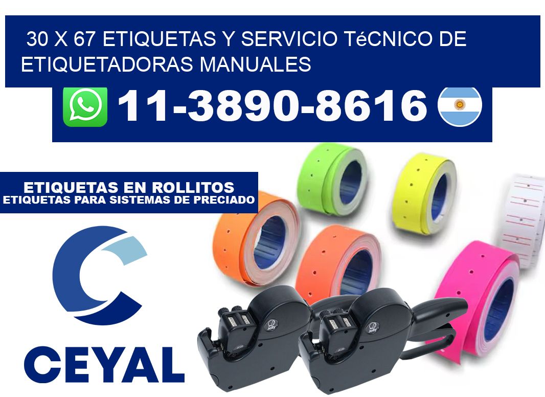 30 x 67 etiquetas y servicio técnico de etiquetadoras manuales