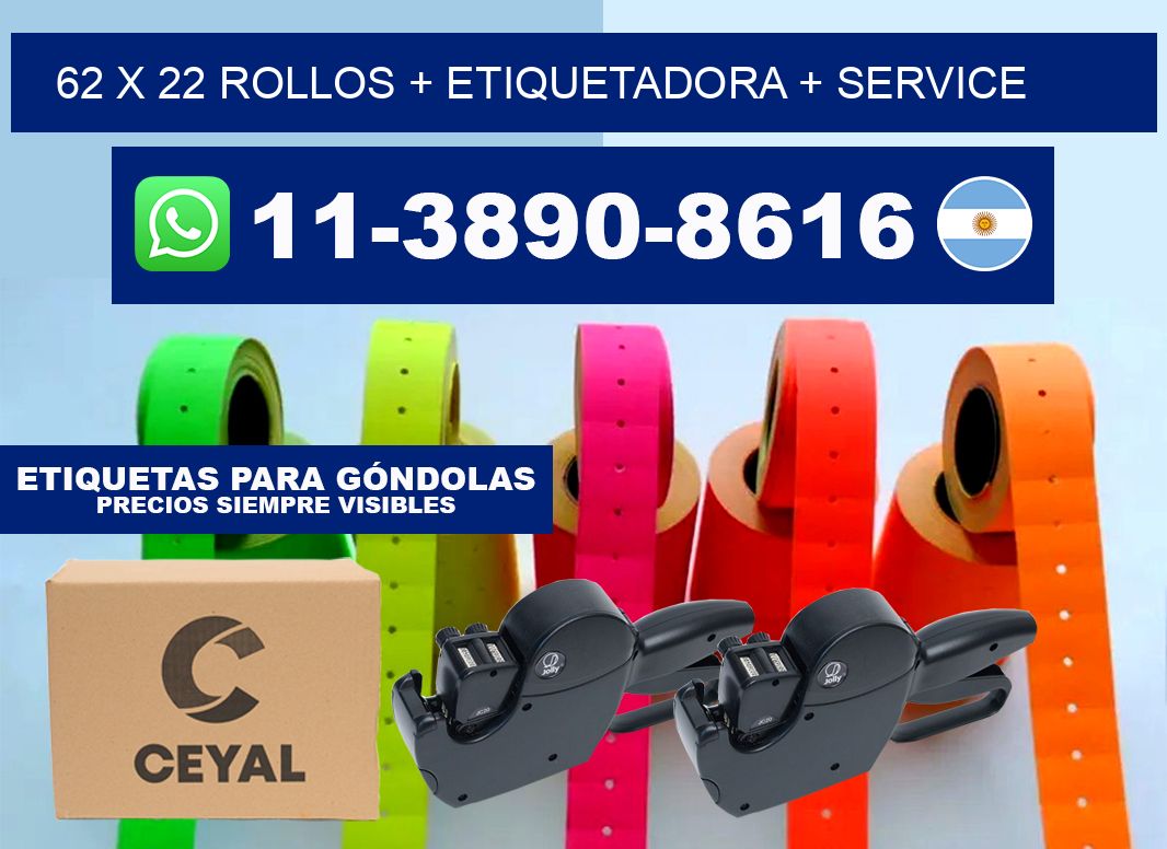 62 x 22 rollos + etiquetadora + service