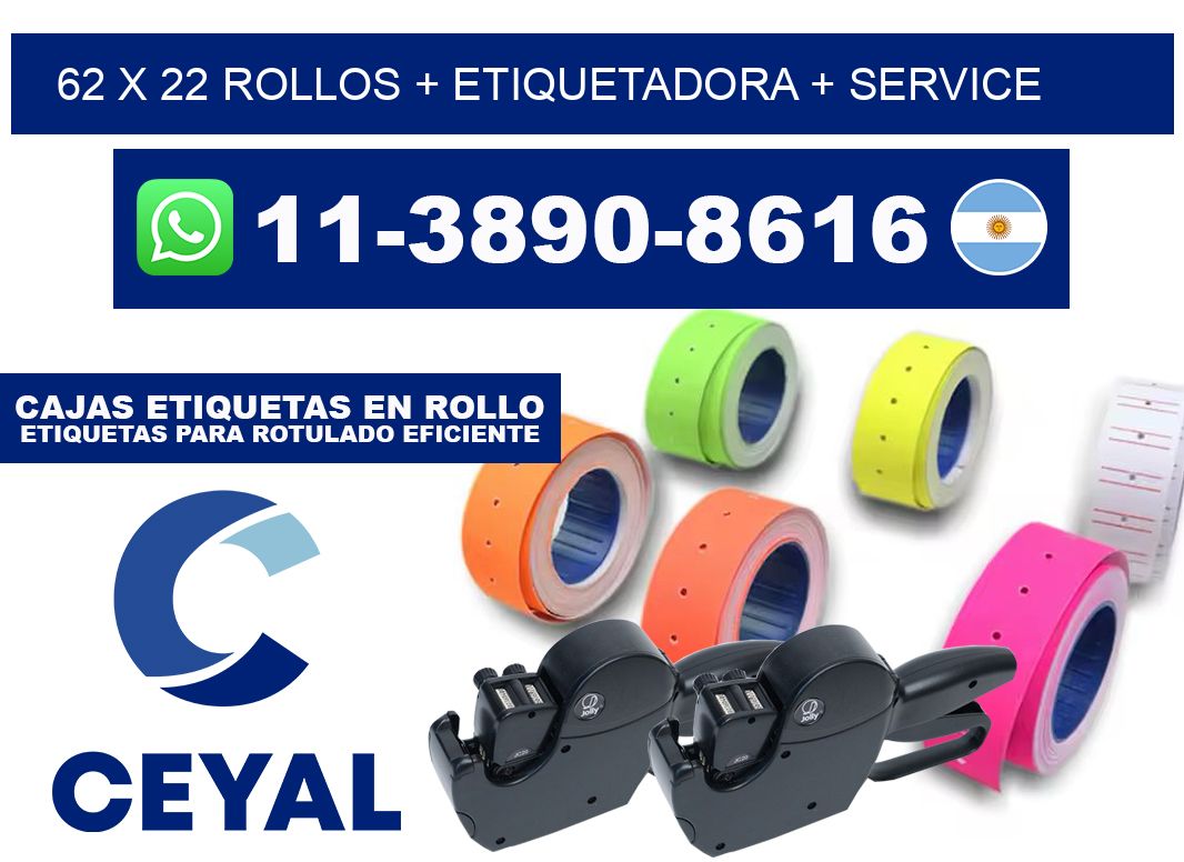 62 x 22 rollos + etiquetadora + service