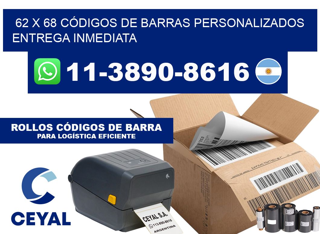 62 x 68 CÓDIGOS DE BARRAS PERSONALIZADOS ENTREGA INMEDIATA