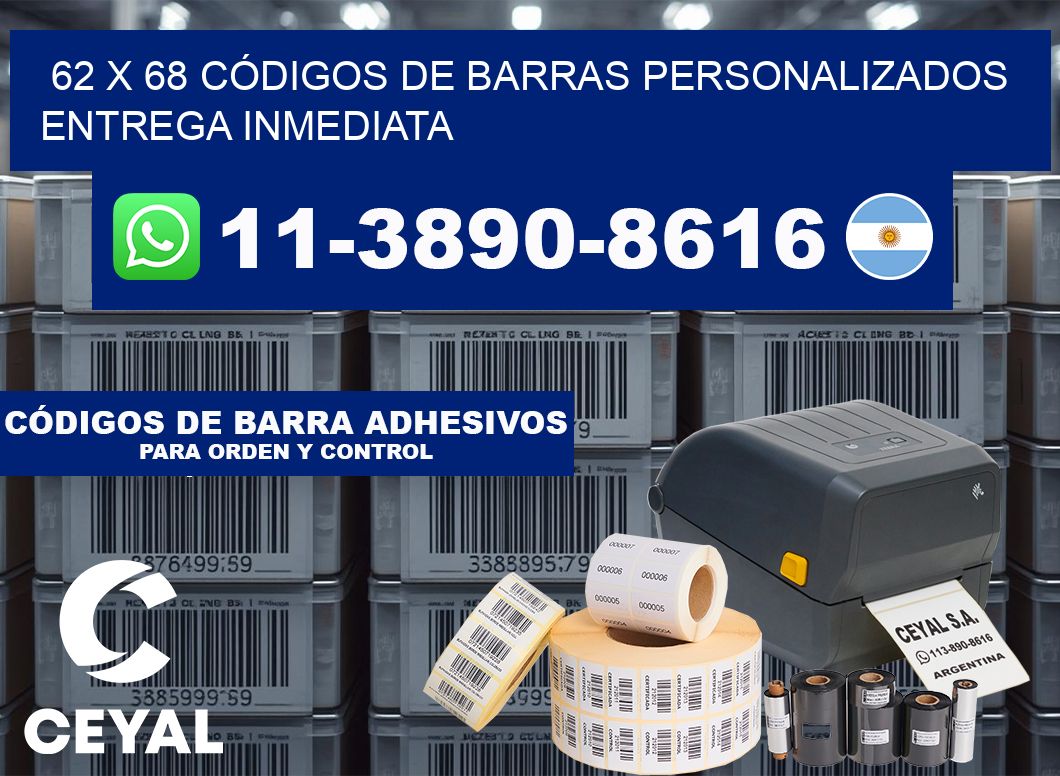 62 x 68 CÓDIGOS DE BARRAS PERSONALIZADOS ENTREGA INMEDIATA