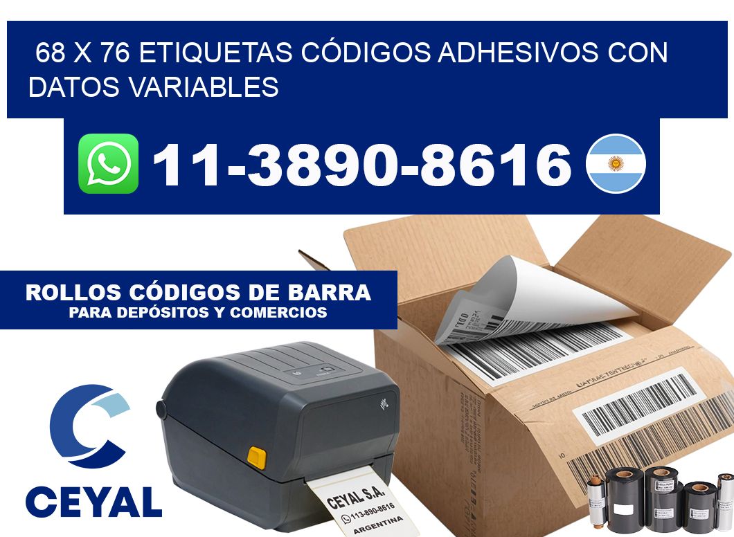 68 x 76 ETIQUETAS CÓDIGOS ADHESIVOS CON DATOS VARIABLES