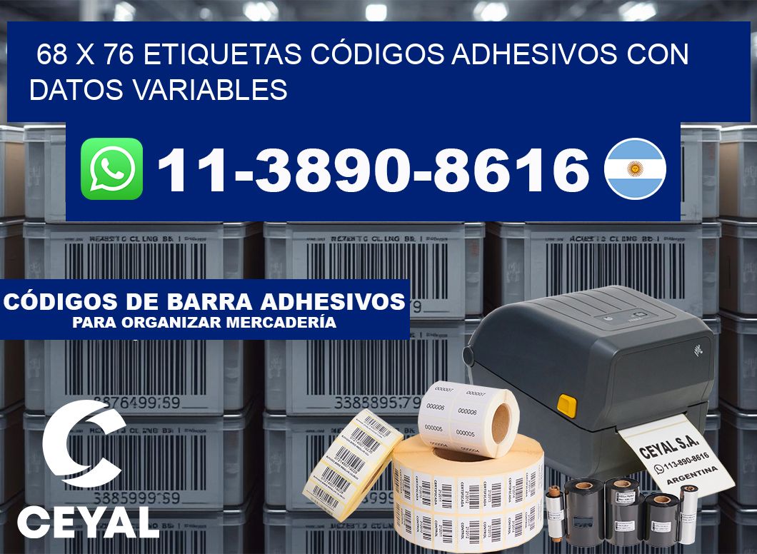 68 x 76 ETIQUETAS CÓDIGOS ADHESIVOS CON DATOS VARIABLES