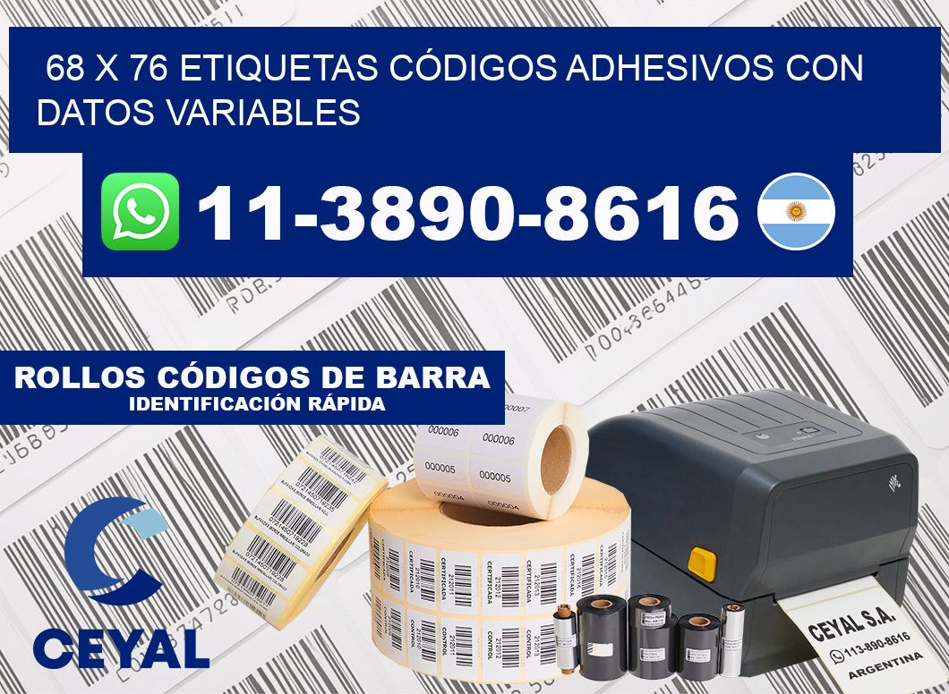 68 x 76 ETIQUETAS CÓDIGOS ADHESIVOS CON DATOS VARIABLES