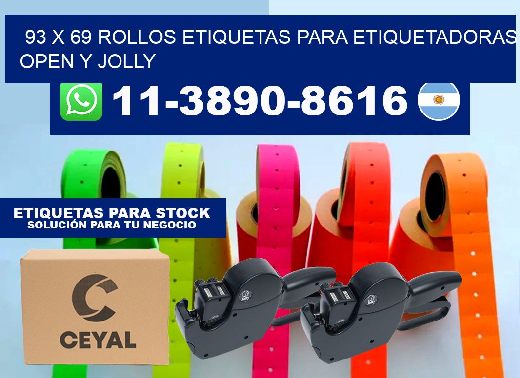 93 x 69 Rollos etiquetas para etiquetadoras open y jolly