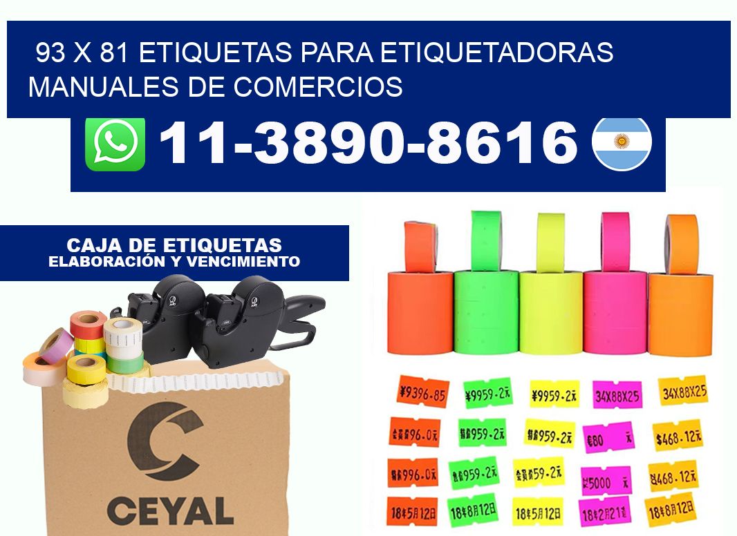 93 x 81 etiquetas para etiquetadoras manuales de comercios