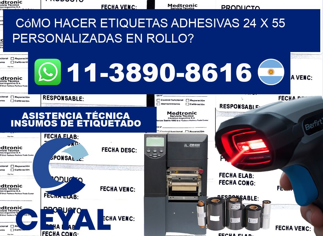 Cómo hacer etiquetas adhesivas 24 x 55 personalizadas en rollo?
