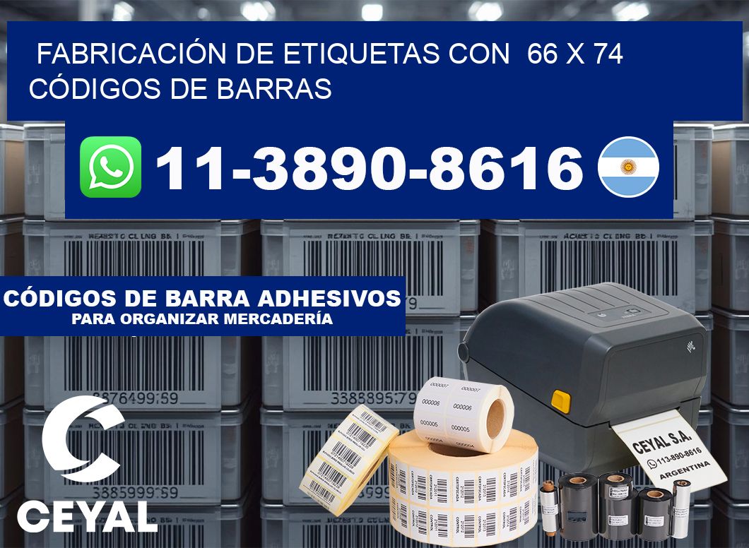 FABRICACIÓN DE ETIQUETAS CON  66 x 74 CÓDIGOS DE BARRAS