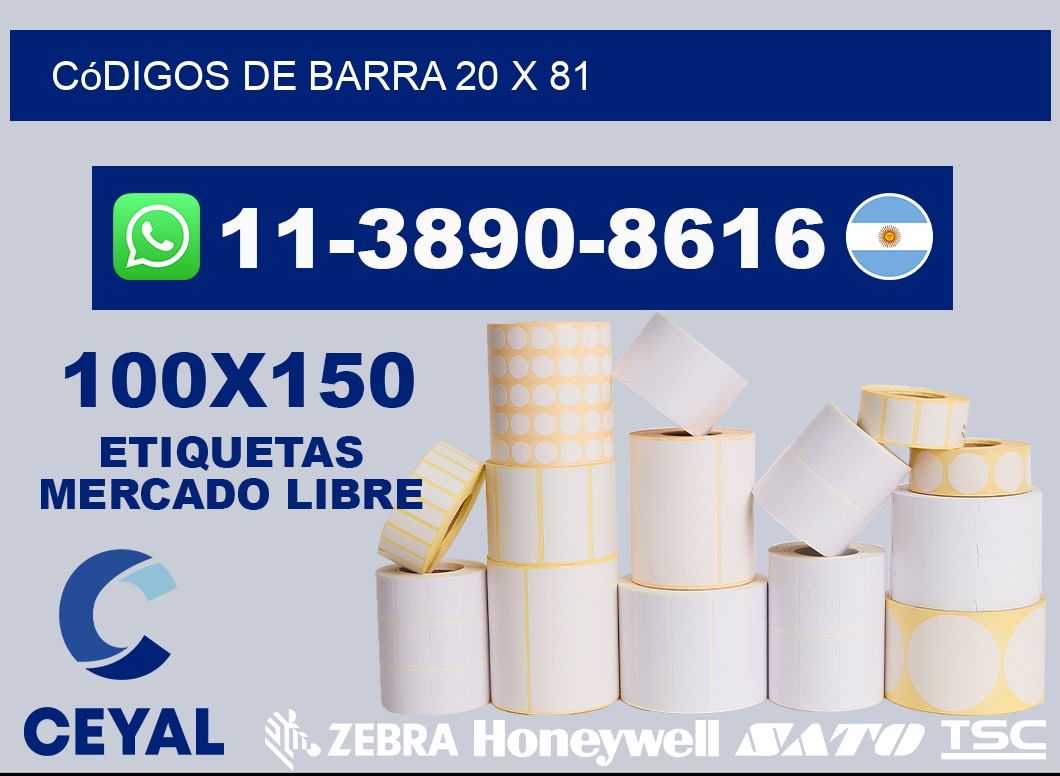 códigos de barra 20 x 81