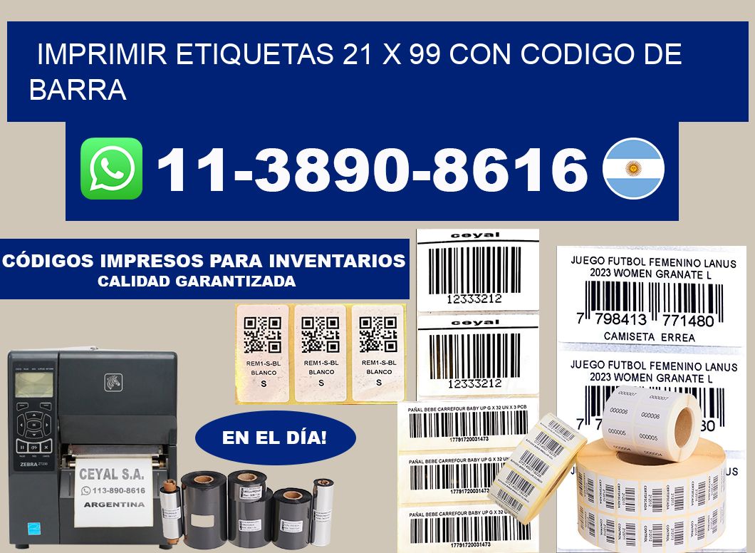 imprimir etiquetas 21 x 99 con codigo de barra