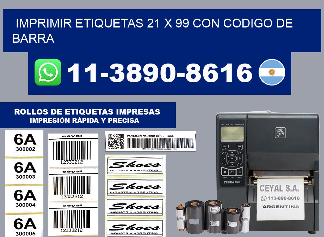 imprimir etiquetas 21 x 99 con codigo de barra