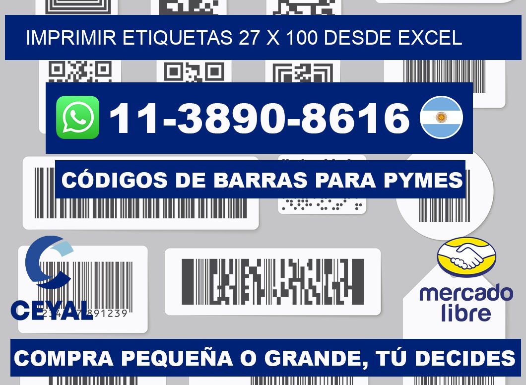 imprimir etiquetas 27 x 100 desde excel