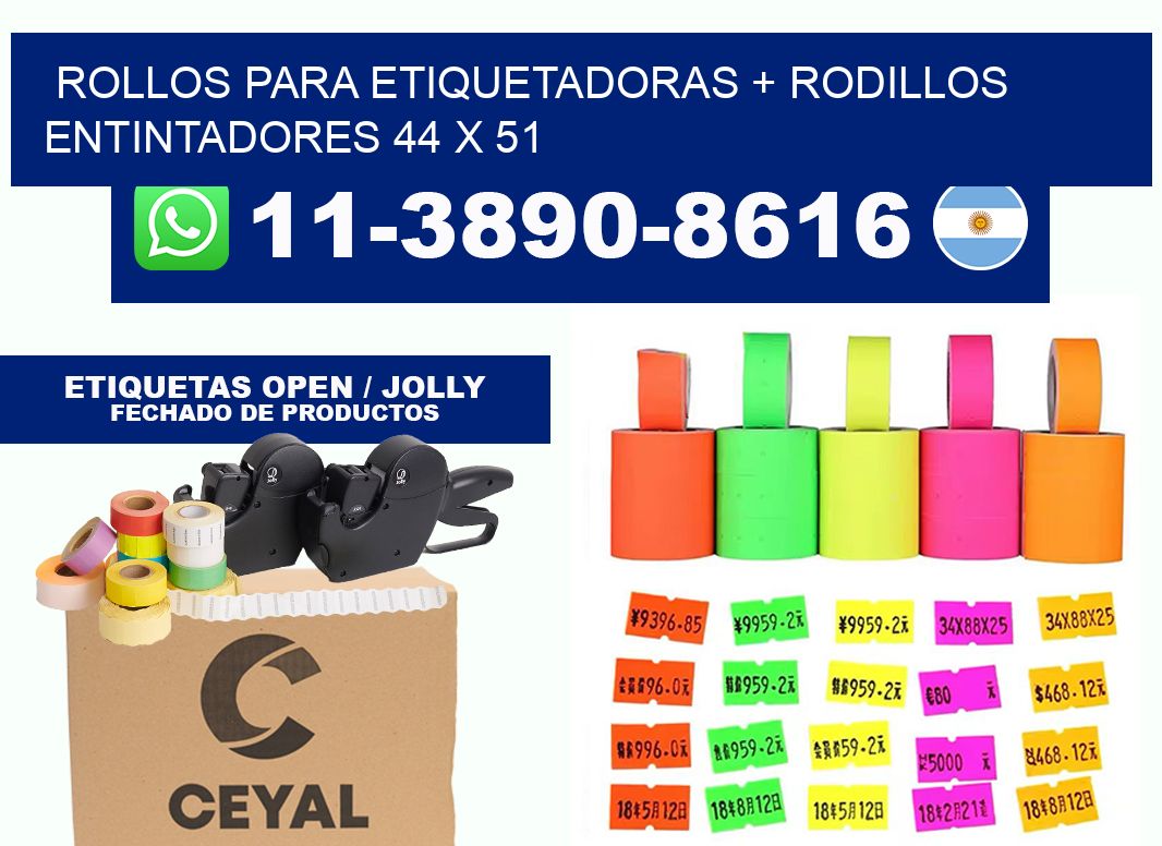 rollos para etiquetadoras + rodillos entintadores 44 x 51