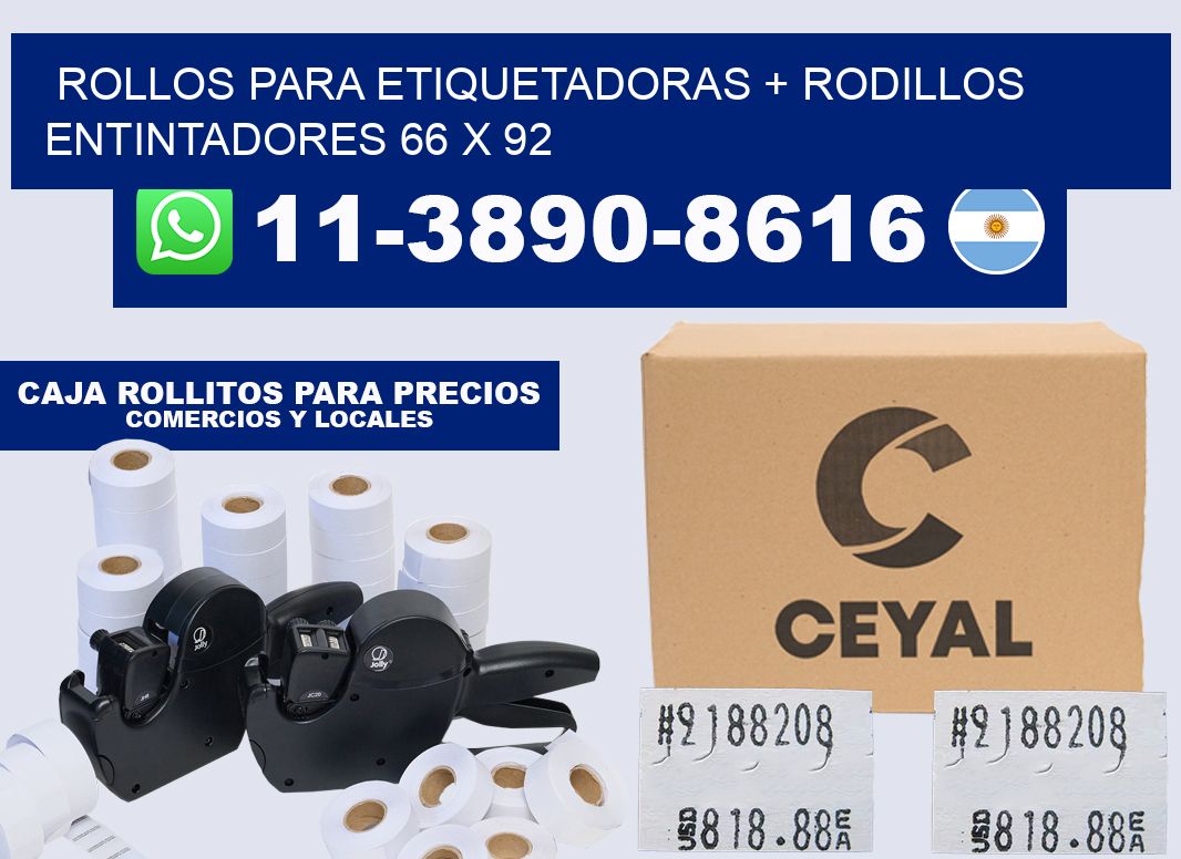 rollos para etiquetadoras + rodillos entintadores 66 x 92