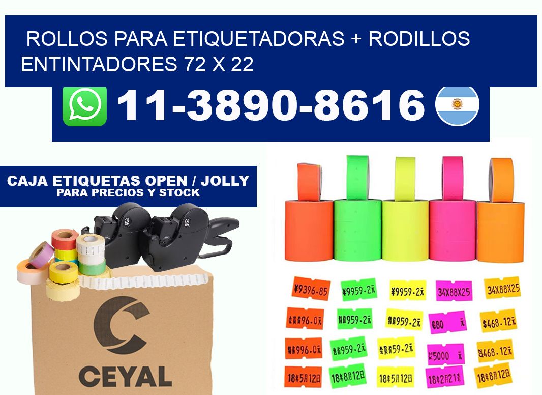 rollos para etiquetadoras + rodillos entintadores 72 x 22