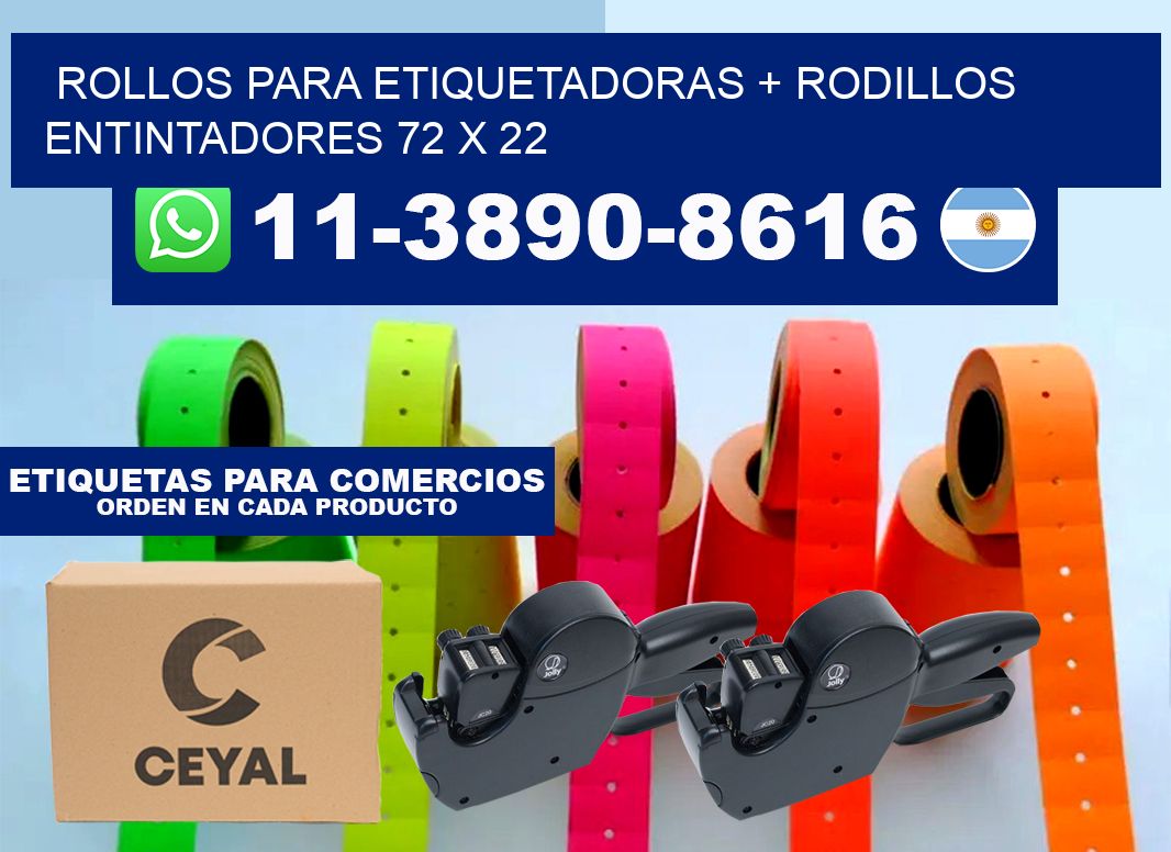 rollos para etiquetadoras + rodillos entintadores 72 x 22