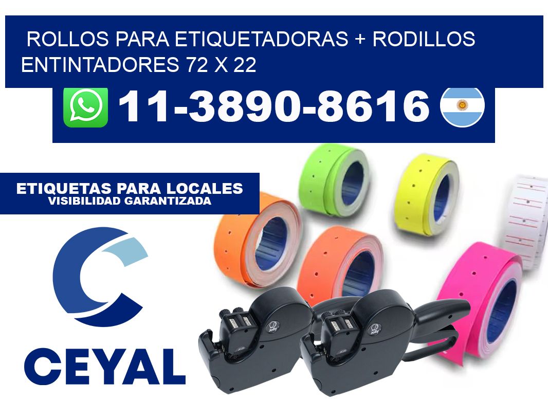 rollos para etiquetadoras + rodillos entintadores 72 x 22