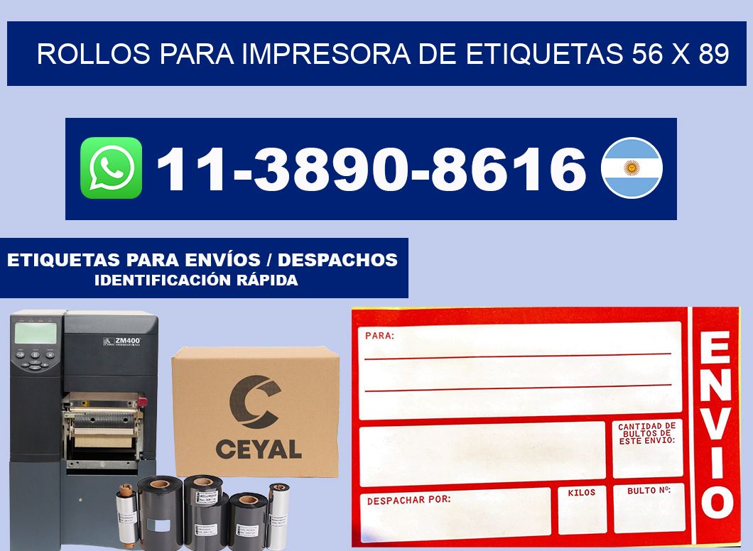 rollos para impresora de etiquetas 56 x 89