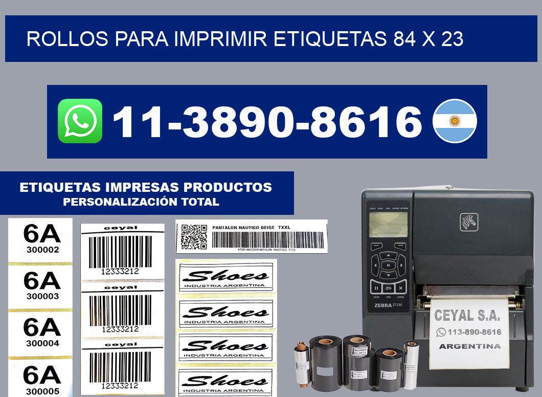 rollos para imprimir etiquetas 84 x 23