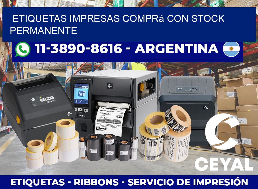 etiquetas impresas Comprá con stock permanente