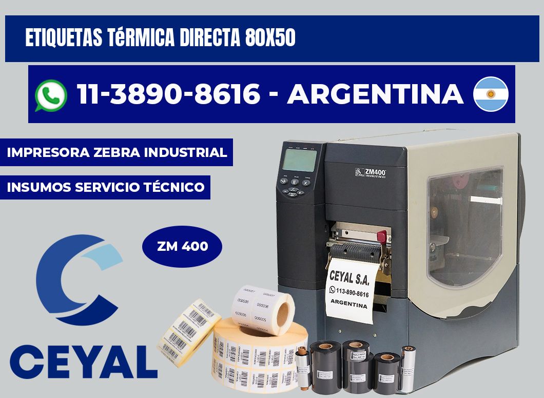etiquetas térmica directa 80X50